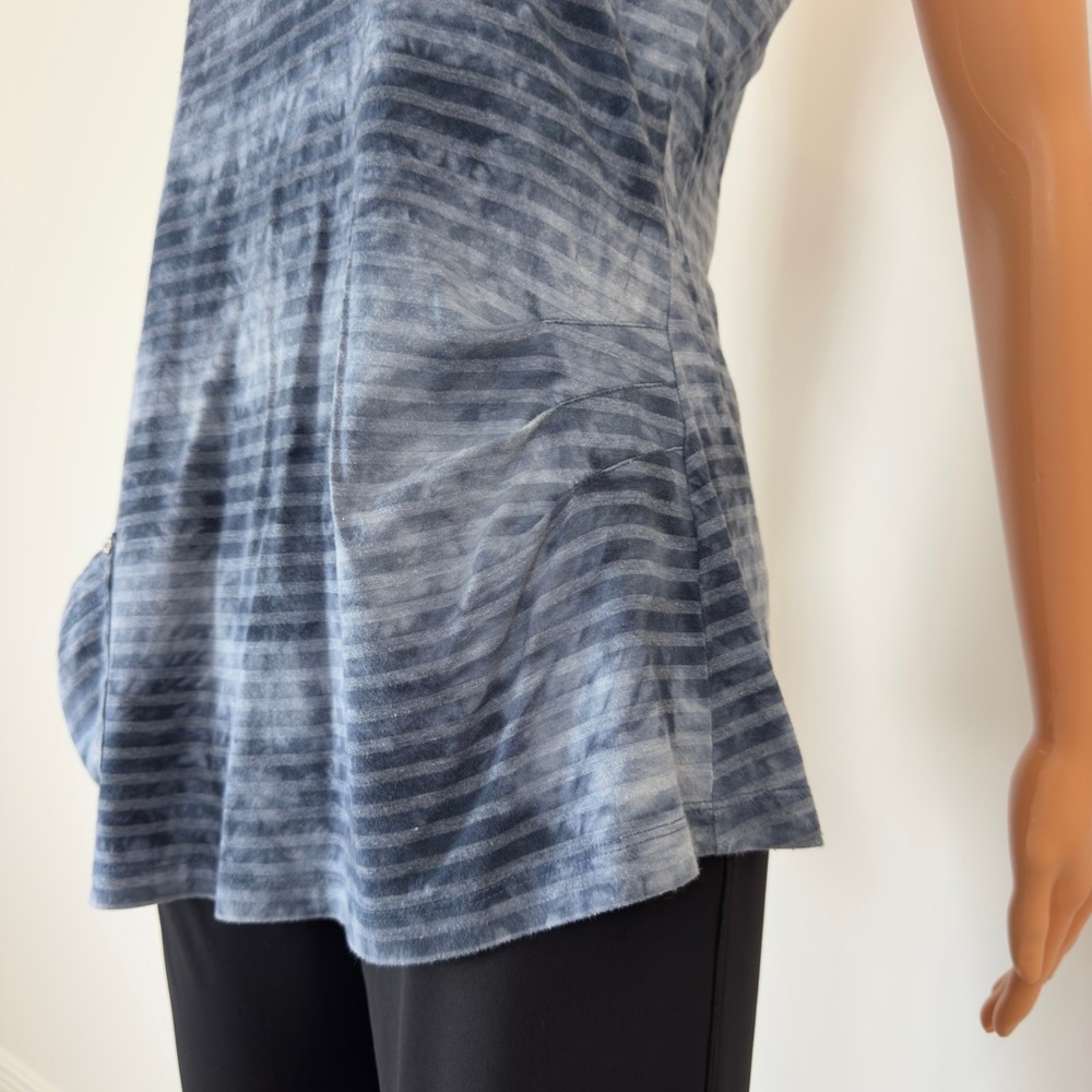 Karen Millen Blue Tie Dye Striped Racerback Tank Top Asymmetrical Hem Size 14 - Picture 5 of 9